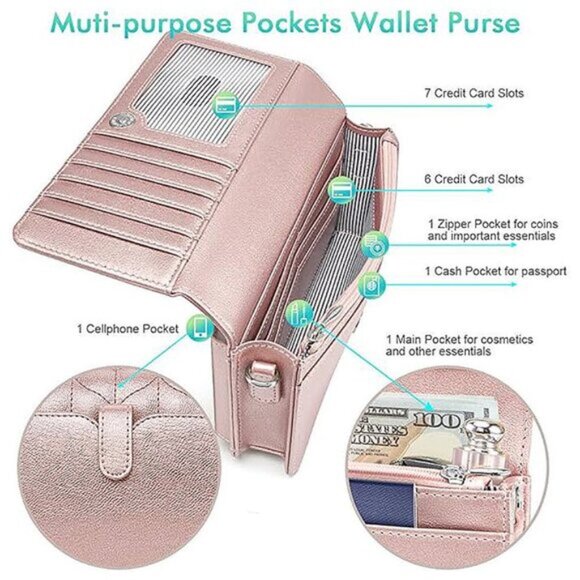 Women Small Crossbody Bag Cellphone Your Rose Gold - Picture 3 of 6